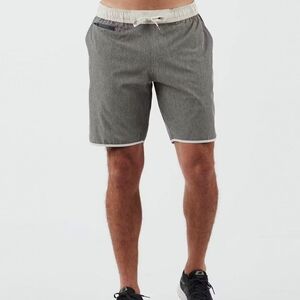 Vuori Men's Banks Shorts In Gray Linen Texture Size Large